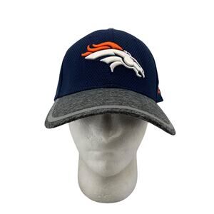 New Era Denver Broncos Hat Mens M/L Fitted Blue 39THIRTY NFL Training Mesh Flex